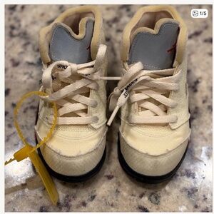 Off-White Cream and Black Kids Sneakers Jordan’s